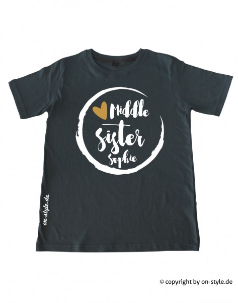 Geschwistershirt - Middle Sis mit Gold